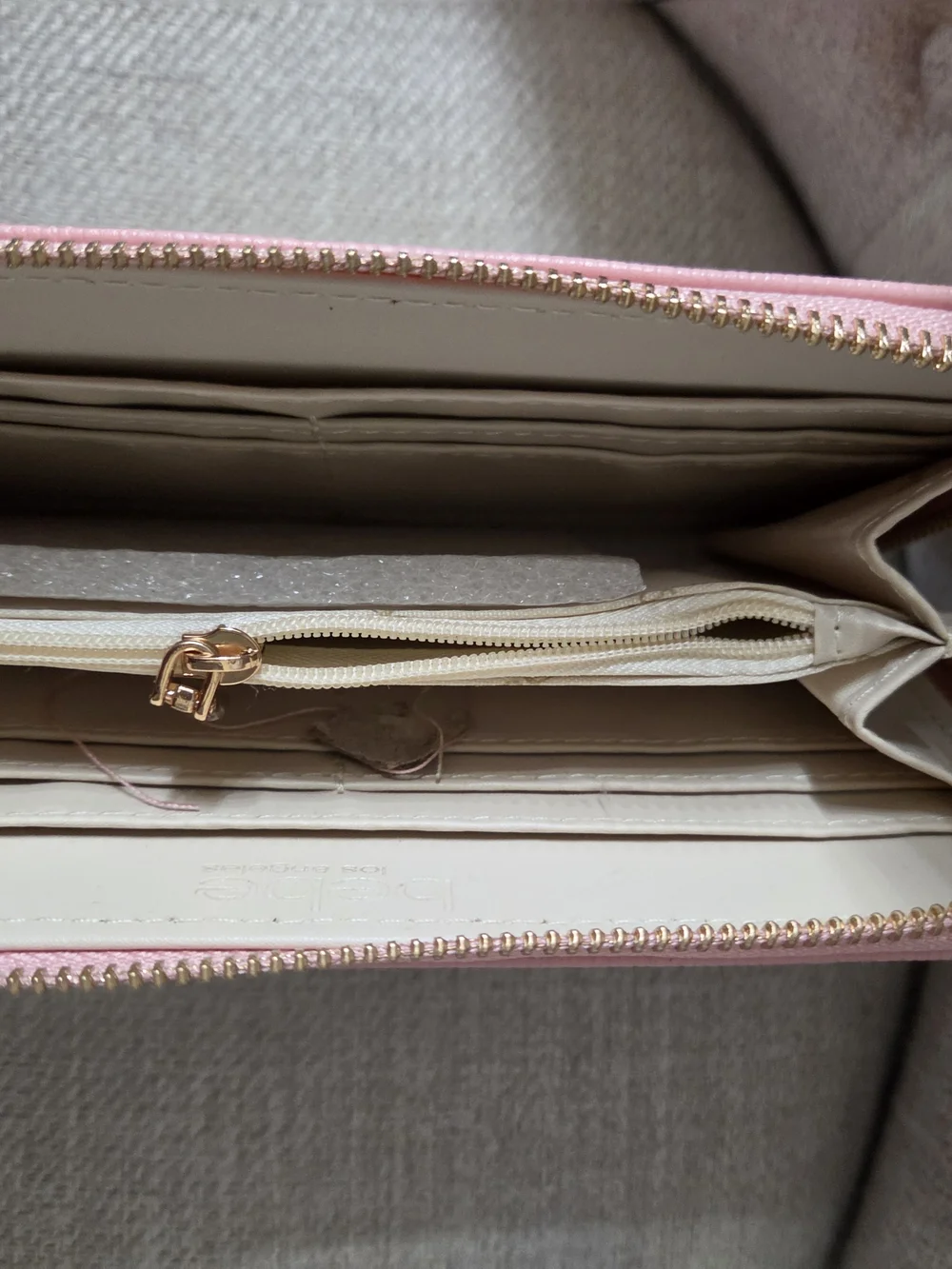 NWT bebe Pink Wristlet Clutch with Gold Logo Accent